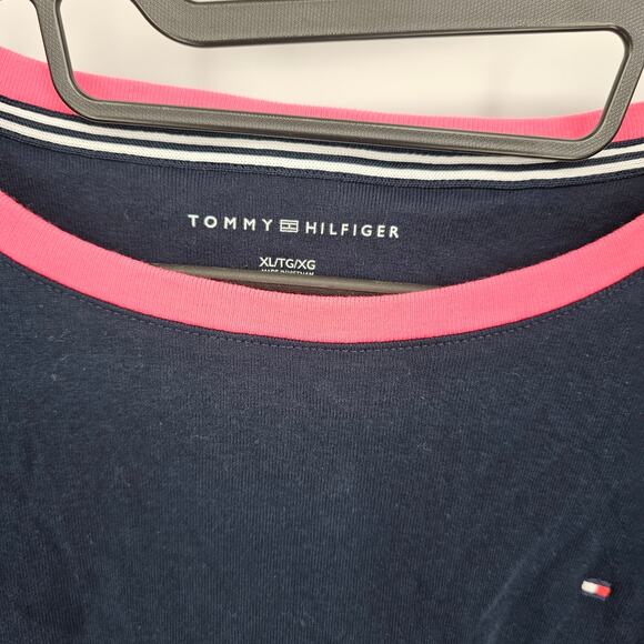 Tommy Hilfiger Navy Cotton Colorblock Stripe Crewneck Long Sleeve Preppy Top NWT - Picture 4 of 8